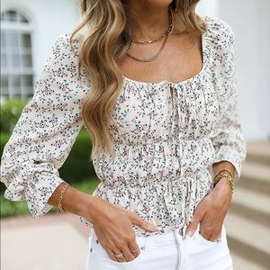 SOLD!!! Lauren Kay Sims Amazon The Drop Ruffle Blouse Floral MEDIUM